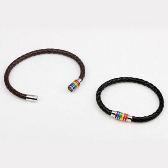 SET OF 4 BRACELETS , RAINBOW PRIDE LGBTQIA+ MAGNET CLOSURE - Picture 3 of 3